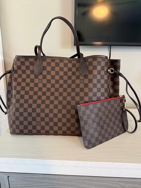 Designer Inspired checked XL Neverfull tote